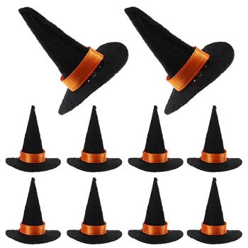 10 шт. Фетровые шляпы для ведьм на Хэллоуин, мини-шляпа для ведьм, вечерние шляпы для ведьм, декоративная шляпа для ведьм