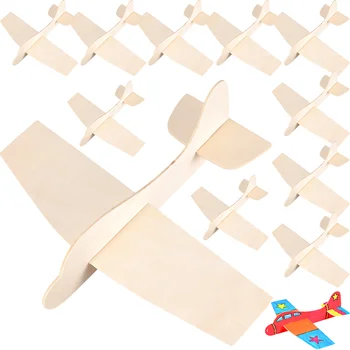 12 Шт. Пустой Деревянный Самолет, Детская Игрушка-самолет, Радиоуправляемая Мини-игрушка, Ручная Модель, Деревянная Сборка, Детский