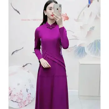 2023 китайское улучшенное ципао с национальной цветочной вышивкой традиционное платье чонсам qipao oriental винтажное вечернее платье vestido