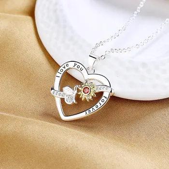 2023 Новый S925 Стерлингового серебра 18 Дюймов AAA Циркон Цветок Сердце Ожерелье Для женщин Пара Модный Свадебный подарок Ювелирные изделия