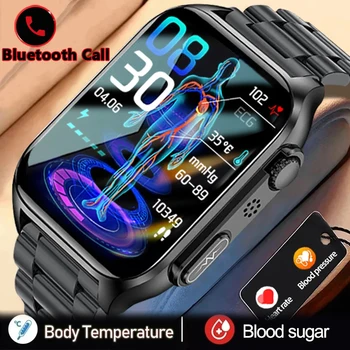 2023 Смарт-Часы для измерения уровня сахара в крови Мужские ЭКГ + PPG Частота сердечных Сокращений Bluetooth Вызов Автоматические Инфракрасные Часы для Измерения уровня глюкозы в крови Давление Здоровья