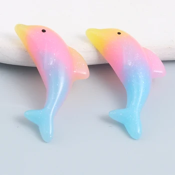 35 шт. Акриловые подвески с милым Дельфином, разноцветные подвески из смолы с морскими животными Для изготовления ювелирных изделий 