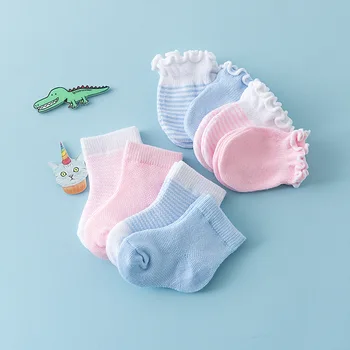 4 пары Детских носков для новорожденных, перчатки, защита от царапин, Дышащая эластичность, защитные варежки для лица, подарок для душа