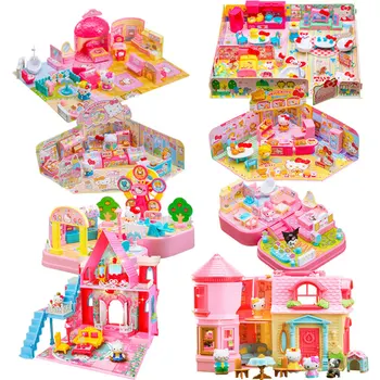 Hello Kitty Новая аниме-модель из полной серии, Детский игровой домик, развивающие игрушки-головоломки для детей раннего возраста, подарки на День рождения для детей
