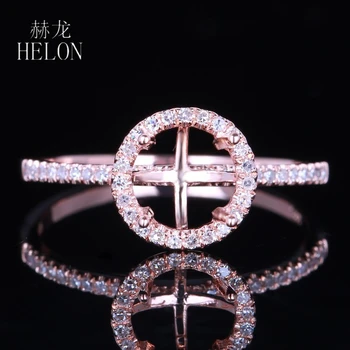 HELON 6,5-7 мм Круглое твердое кольцо из розового золота 14 К с покрытием из натурального бриллианта, Полумонтажное Обручальное кольцо, Женское кольцо с бриллиантом