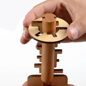 Kong Ming Lock Toys Деревянный Ключ-головоломка для Разблокировки Классический Забавный Развивающий Детский Пазл Монтессори Игрушки Для детей И Взрослых