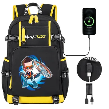 NinjaKidz Детский Студенческий Рюкзак Высокого качества С Рисунком Мальчика, Школьная Сумка Для Подростков, Зарядка через USB, Сумка Для Ноутбука, Mochila