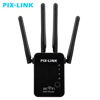 PIXLINK WiFi Ретранслятор 300 Мбит/с, Усилитель,Роутер/Бустер/AP, Расширитель диапазона сети, маршрутизатор, Удлинитель Мощности, Roteador 2/4Antenna