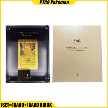 PTCG Pokémon 20th Anniversary Edition Коллекция Карт Пикачу, Кирпичная Карта из чистого Металла, Сделай Сам, Подставка для Дисплея, Игрушка в Подарок Мальчику и Девочке