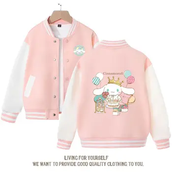 Sanrio Cinnamoroll/ Бейсбольная одежда Для детей, Осеннее Пальто с милым рисунком Аниме для девочек, Топы, куртки, Подарки на день рождения, игрушки для детей