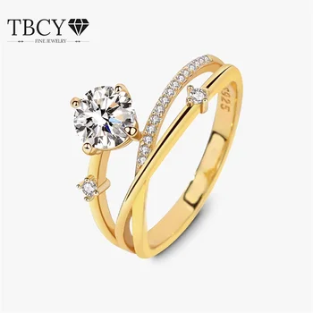 TBCYD 6 мм 0.8CT Многоцветные кольца с муассанитом Для женщин, сертифицированное GRA Стерлинговое серебро 925 пробы, Классическое кольцо с пасьянсом, свадебные украшения