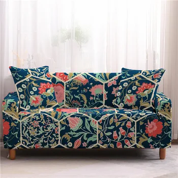 Vintage Flower Printed Elastic Sofa Cover for Living Room чехол на диван без боков  ソファ カバー L-shape Couch Cover 1/2/3/4 Seater