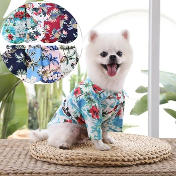XS-5XL Подходит для домашних животных весом 0-40 кг, Модная рубашка для щенков с цветным принтом, Гавайский Пляжный Стиль, Одежда для больших собак, Аксессуары для Собак, Рубашка для Кошек