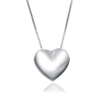 аксессуары Колье из стерлингового серебра 925 пробы, классическая подвеска в форме сердца, цепочка-коробка, 16 