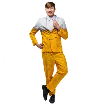 В наличии Мужской костюм для Октоберфеста, Маскарадная одежда для взрослых, ролевые игры, Желтое пиво, летние праздничные костюмы для косплея на Хэллоуин