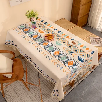 Винтажная хлопчатобумажная и льняная скатерть, льняной водонепроницаемый, маслостойкий и моющийся журнальный столик
