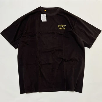 Высококачественная футболка с французским логотипом GD, выцветшая черная мужская женская винтажная футболка оверсайз, мужская хлопковая футболка