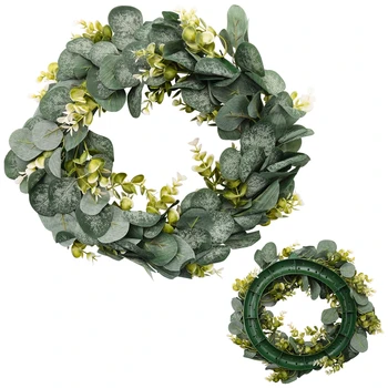 Декор из эвкалиптового венка, Зеленый Венок, Искусственный венок для входной двери, Весенне-летний Зеленый венок