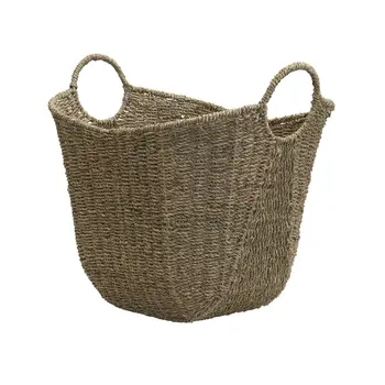 Декоративная корзина для хранения из натуральной плетеной ткани с ручками, морская трава