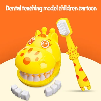 Демонстрационная зубная щетка в виде жирафа, обучающая модель зубов, Модель зубов для детей, игрушки для раннего обучения детей, игрушки для чистки зубов, подарки