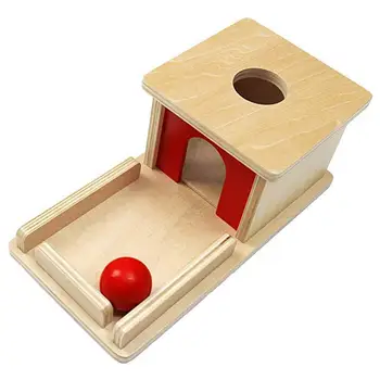 Деревянная обучающая игрушка Коробка для постоянной мишени Montessori Material Object Permanence Box с лотком