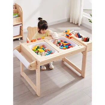 Детский игровой стол, многофункциональный стол для арахиса из массива дерева, обучающий блок, детский игрушечный стол, раннее образование