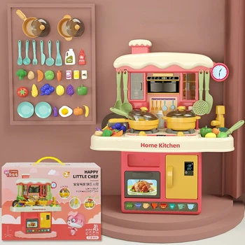 Детский Имитационный кухонный набор, Ролевая игра Шеф-повара, игра для приготовления пищи, Миниатюрная Еда, Мини-посуда, Спрей, легкая игрушка, Детский Рождественский подарок