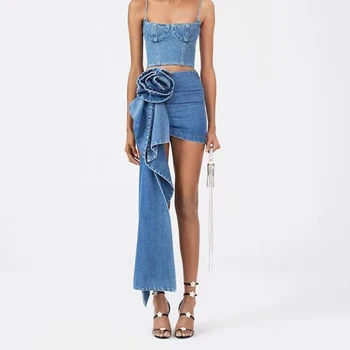 Дизайн, нишевая мини-юбка, женская новинка лета 2023, Y2K, короткая юбка с милым и прохладным ветром, платья, модная джинсовая юбка для горячих девушек