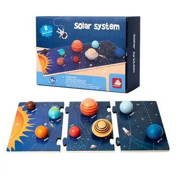 Игрушка на солнечной системе, деревянная головоломка на Солнечной системе, когнитивная доска, Углубляет взаимодействие родителей и детей, выявляет Солнечную систему для детей