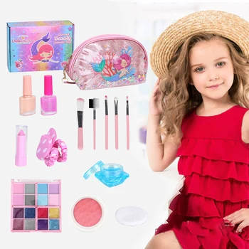 Идеальный подарок на день рождения для девочек, набор для макияжа принцессы с косметичкой, детская косметика, игрушки, подарочная коробка для макияжа для девочек