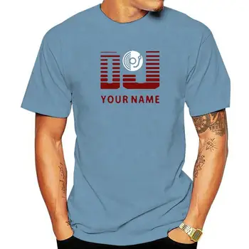 Индивидуальная футболка с логотипом DJ и вашим именем для мужчин, мужская футболка в стиле хип-хоп с коротким рукавом, хлопковая футболка
