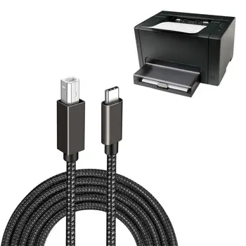 Кабель для принтера Type-C к USB2.0 B Кабель для принтера Type-C к USB 2.0 B Шнур для принтера и сканера в нейлоновой оплетке 1,5 м Кабель USB C, Совместимый Для ноутбука