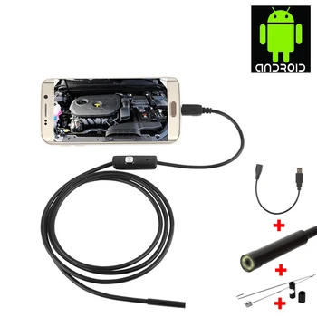Камера эндоскопа Гибкая IP67 Водонепроницаемая USB Android 5,5 мм, инспекционная Бороскопическая камера для телефона, ПК, ноутбука, 6 светодиодов, эндоскоп