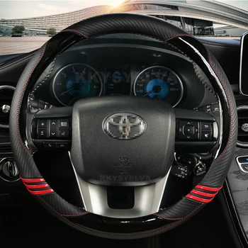 Кожаный чехол рулевого колеса автомобиля из углеродного волокна для Toyota Fortuner 2016-2019 2021 Hilux 2015-2019 2020 2022 Автоаксессуары