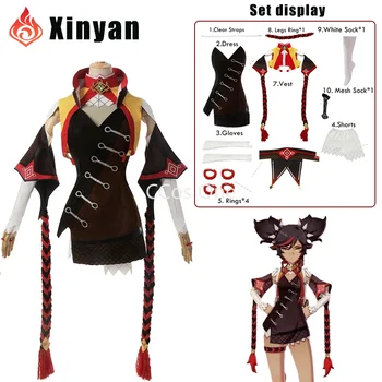 Косплей Genshin Impact Xinyan Косплей Костюм Игровой Костюм Genshin Impact для женщин, костюм на Хэллоуин, сексуальный наряд