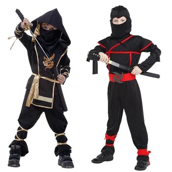 Костюм ниндзя для мальчиков, Униформа, Маскарадный костюм для вечеринки в честь Хэллоуина, Детский костюм ниндзя-воина-самурая для Косплея