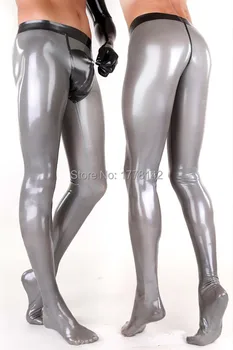 Латексные брюки, мужские Фетишистские Латексные Леггинсы, Чулок для тела с застежкой-молнией в промежности 3D-КРОЯ
