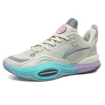 Летняя баскетбольная обувь с высоким берцем, износостойкие нескользящие баскетбольные кроссовки, высокоэластичные кроссовки-корзины контрастного цвета на шнуровке