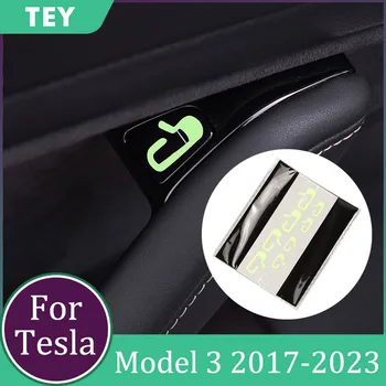 Модель Tesla 3 Y Дверь автомобиля С открытым Выходом, Светящаяся Наклейка, Кнопка Включения Стеклоподъемника, Наклейки на панели, Детали для защиты интерьера 2017-23
