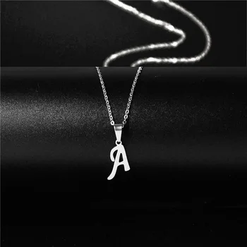 Модное ожерелье с подвеской в виде начальной буквы для женщин, простое ожерелье с буквой из нержавеющей стали, Глянцевая цепочка для ключиц, Колье, Ювелирные изделия