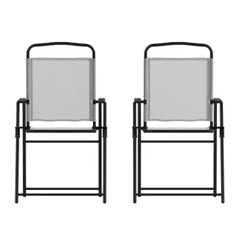 Модный мебельный набор из 2 складных стульев для патио Mystic, уличных садовых стульев из текстиля с подлокотниками серого цвета