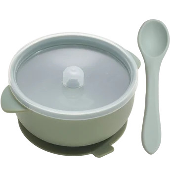 Не содержит BPA, детская Силиконовая Тренировочная миска-присоска С крышкой, набор мисок для еды для малышей, Детская посуда для кормления из силикагеля, Прямая поставка