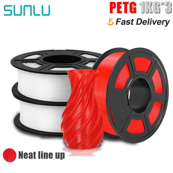 Нить для 3D-принтера SUNLU PETG 3 кг Нетоксичная Точность размеров +/-0,02 мм 3 рулона FDM Расходный материал для печати Fastship