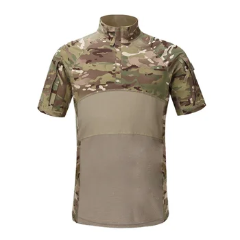 Новая камуфляжная тактическая футболка для мужчин, летние эластичные армейские боевые футболки в стиле милитари, хлопковая камуфляжная одежда для охоты с длинным рукавом