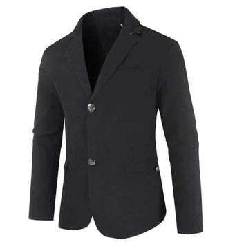 Новое мужское однотонное платье с длинными рукавами, Официальное Хлопчатобумажное Повседневное облегающее Платье на двух пуговицах, куртка, пальто 46.99