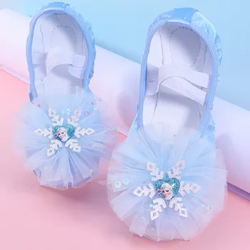 Новые Балетные танцевальные туфли для йоги, Тапочки на плоской подошве для спортзала, Розово-голубые балетные танцевальные туфли для девочек, размер от детей до женщин