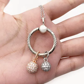 новый 100% Стерлингового серебра 925 Пробы весенний шар кулон пан ожерелье счастливый подарок на день Святого Валентина высокое качество женский