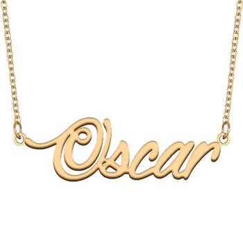 Ожерелье с именем Оскар для женщин, ювелирные изделия из нержавеющей стали, подвеска с табличкой Золотого цвета, Ожерелье с надписью Para Mujer, Колье с надписью
