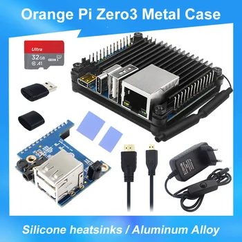 Оранжевый Pi Zero 3 Металлический корпус из алюминиевого сплава, Пассивный воркующий процессор, оперативная память, Силиконовые радиаторы Дополнительный источник питания для OPI Zero 3