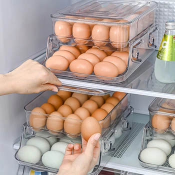 Подъемный Двухслойный Холодильник Контейнер для хранения яиц Коробка Для хранения Прозрачный Пластиковый Контейнер Для хранения Лоток Коробка для яиц